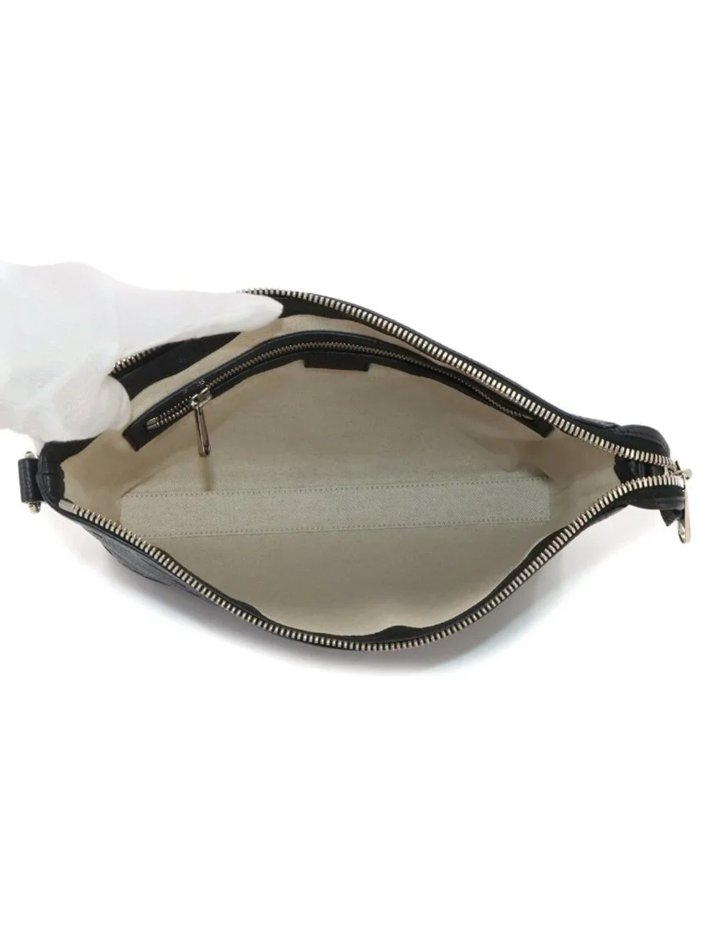 Gucci Jumbo GG Shoulder Bag Leather Black Silver